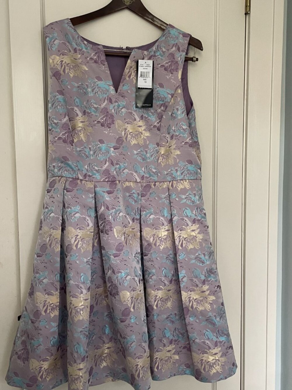 Be by Chetta B Dress Lavender Gold Pleated cocktail Formal Size 16 NWT - Picture 2 of 8